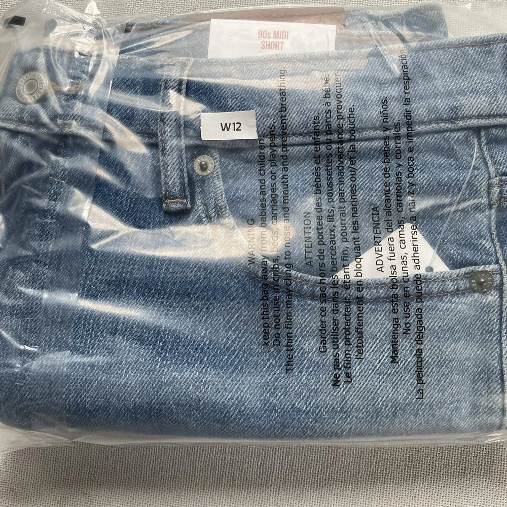 Lucky Brand Women's Sz 12/31 90s‎ Midi Shorts High Rise Raw Hem Medium Wash